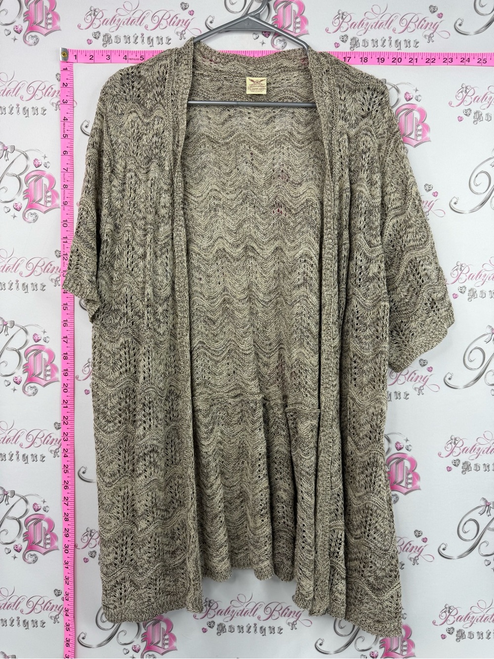 Faded glory cardigan knit crochet Open-Front Knit Cardigan in Taupe
